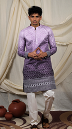 Royal Purple Silk Blend Lucknowi Embroidered Kurta