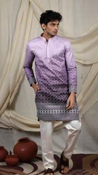 Royal Purple Silk Blend Lucknowi Embroidered Kurta