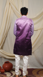Royal Purple Silk Blend Lucknowi Embroidered Kurta