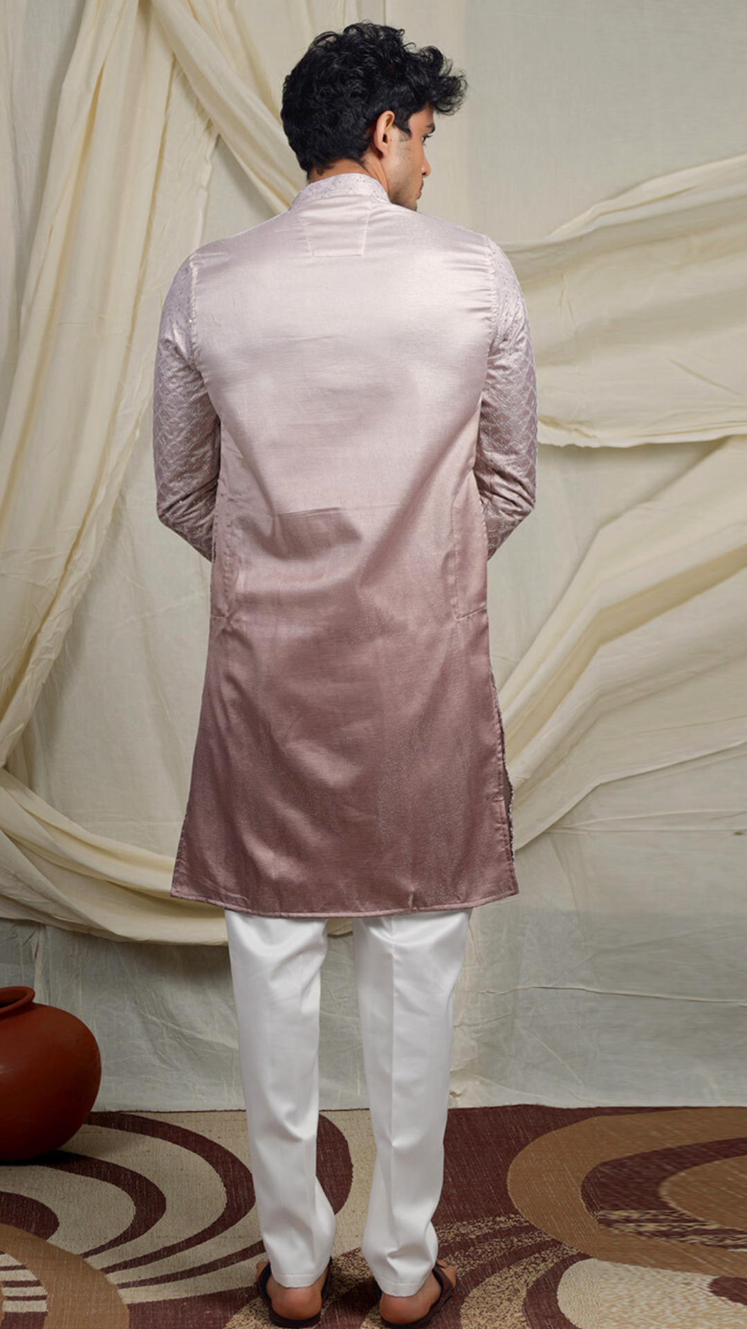 Cream Lucknowi Embroidery Work Kurta