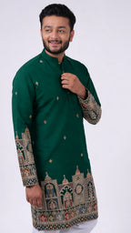 Green Mirror & Zari Embroidered Kurta
