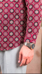 Pink Ajrakh Digital Print Cotton Short Kurta