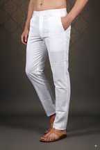 White Cotton-Silk Pants