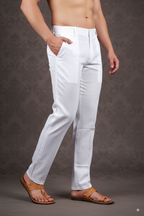 White Cotton-Silk Pants