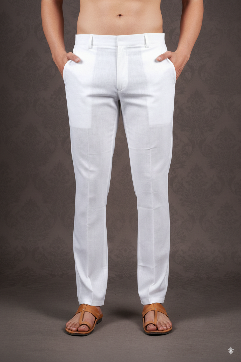 White Cotton-Silk Pants