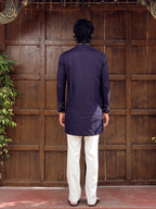 Men’s Navy Blue Cotton Printed Kurta