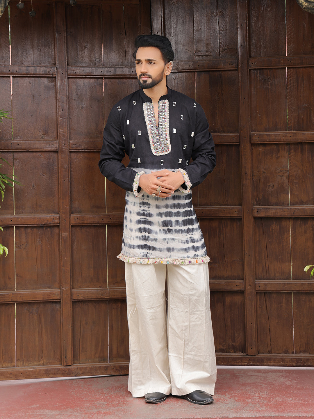 Men’s Black Cotton Printed Kurta