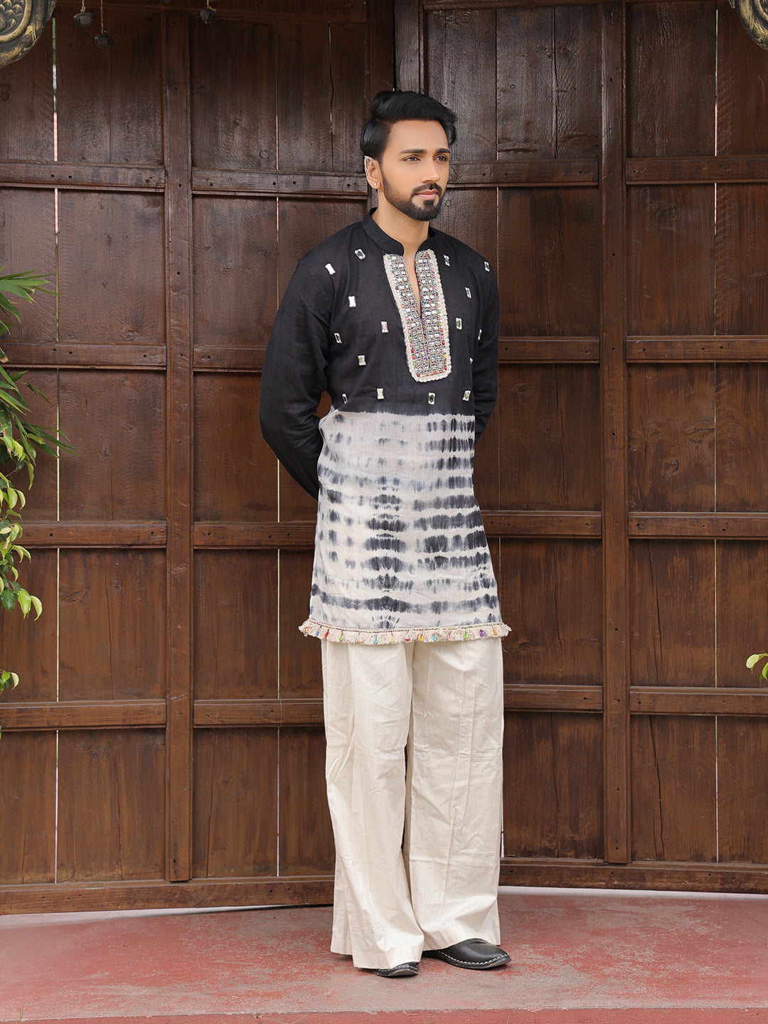 Men’s Black Cotton Printed Kurta
