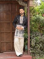 Men’s Black Cotton Printed Kurta