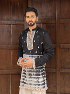 Men’s Black Cotton Printed Kurta