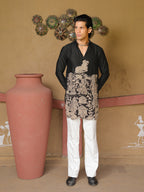 Men’s Black Cotton Printed Kurta