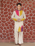 Men’s Off-White Cotton Multicolor Designer Kurta