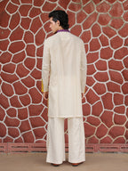 Men’s Off-White Cotton Multicolor Designer Kurta