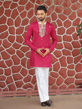Men’s Pink Cotton Mirror Work Kurta