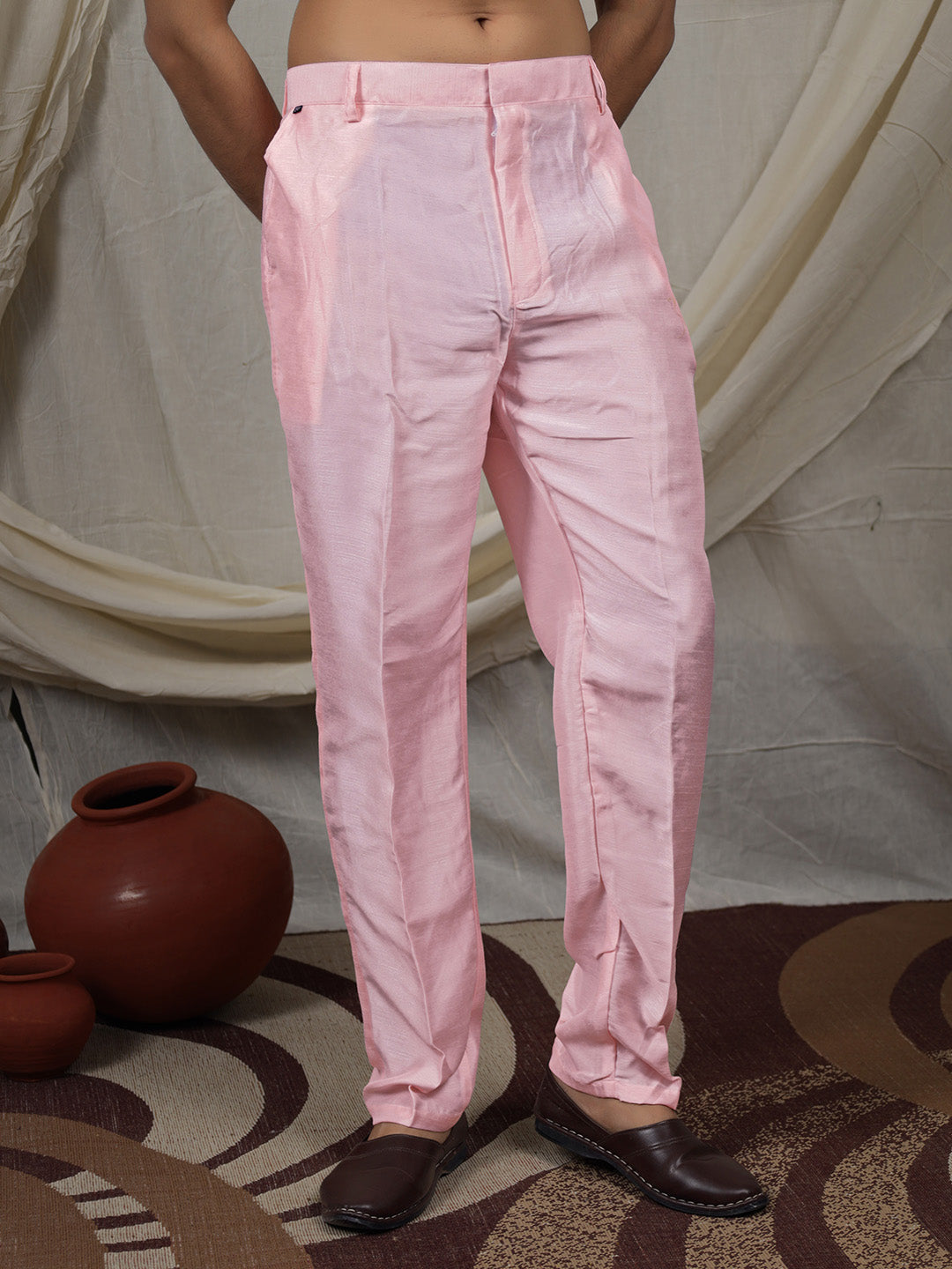 Blush Pink Silk Blend Kurta Pant with Ivory Nehru Jacket
