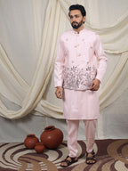 Pink Silk Blend Embroidered Ethnic Set