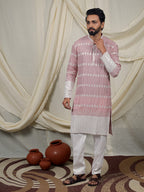 Dusty Rose Pink Embroidered Kurta – Mandarin Collar