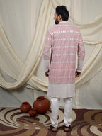 Dusty Rose Pink Embroidered Kurta – Mandarin Collar