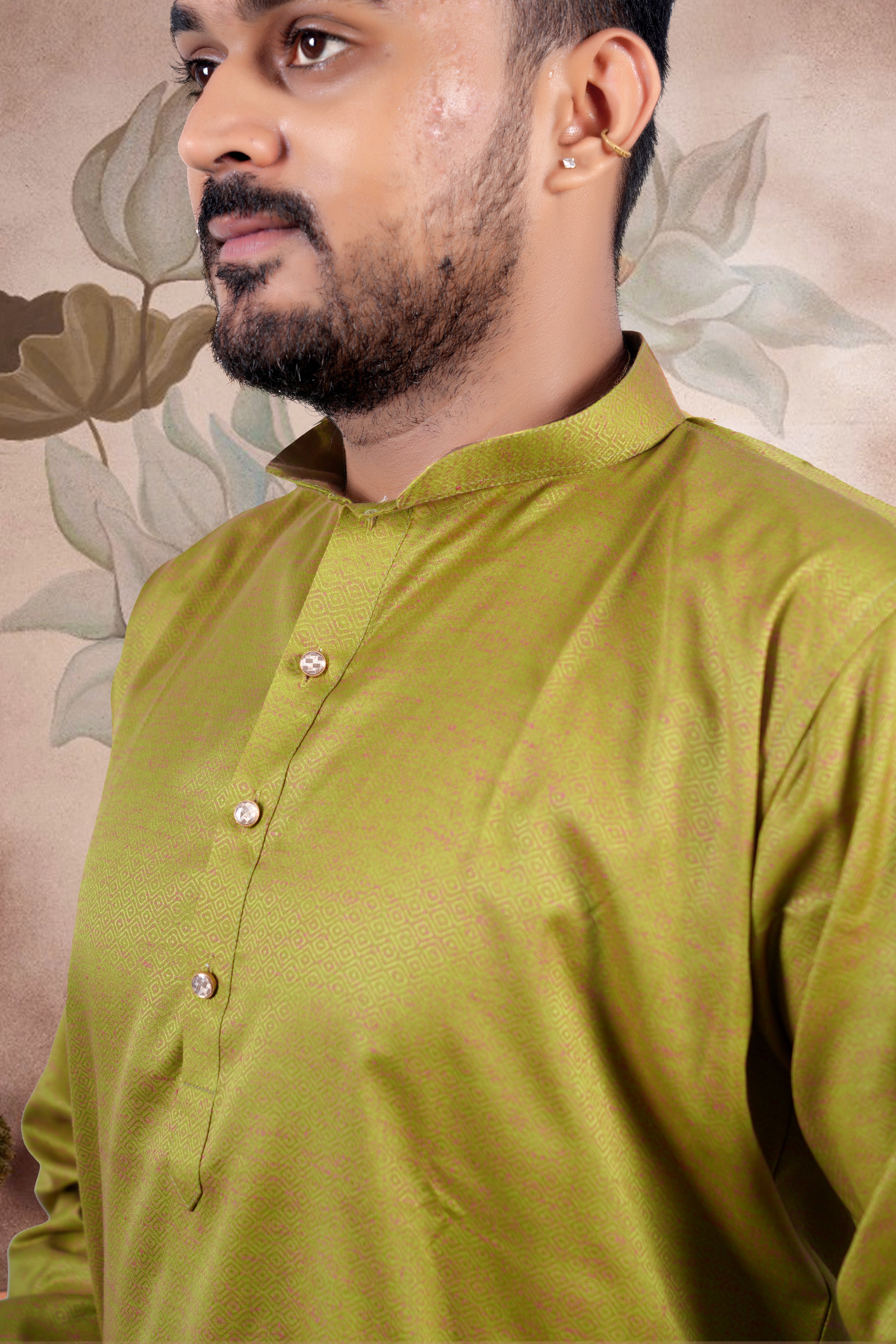 Parrot Green Solid Cotton Kurta