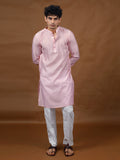 Pink Silk Kurta – Mandarin Collar