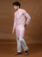 Pink Silk Kurta – Mandarin Collar