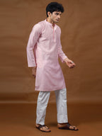 Pink Silk Kurta – Mandarin Collar