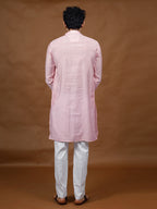 Pink Silk Kurta – Mandarin Collar