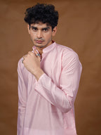 Pink Silk Kurta – Mandarin Collar
