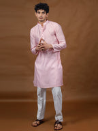 Pink Silk Kurta – Mandarin Collar