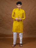 Mustard Silk Kurta – Mandarin Collar