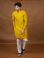 Mustard Silk Kurta – Mandarin Collar