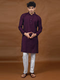 Wine Silk Kurta – Mandarin Collar