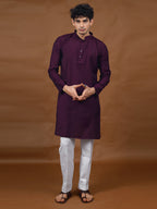 Wine Silk Kurta – Mandarin Collar