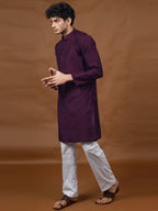 Wine Silk Kurta – Mandarin Collar