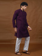 Wine Silk Kurta – Mandarin Collar