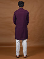 Wine Silk Kurta – Mandarin Collar