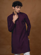 Wine Silk Kurta – Mandarin Collar