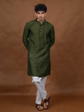Green Silk Kurta – Mandarin Collar
