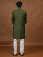 Green Silk Kurta – Mandarin Collar