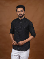 Black Embroidered Short Kurta