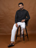 Black Embroidered Short Kurta
