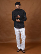 Black Embroidered Short Kurta