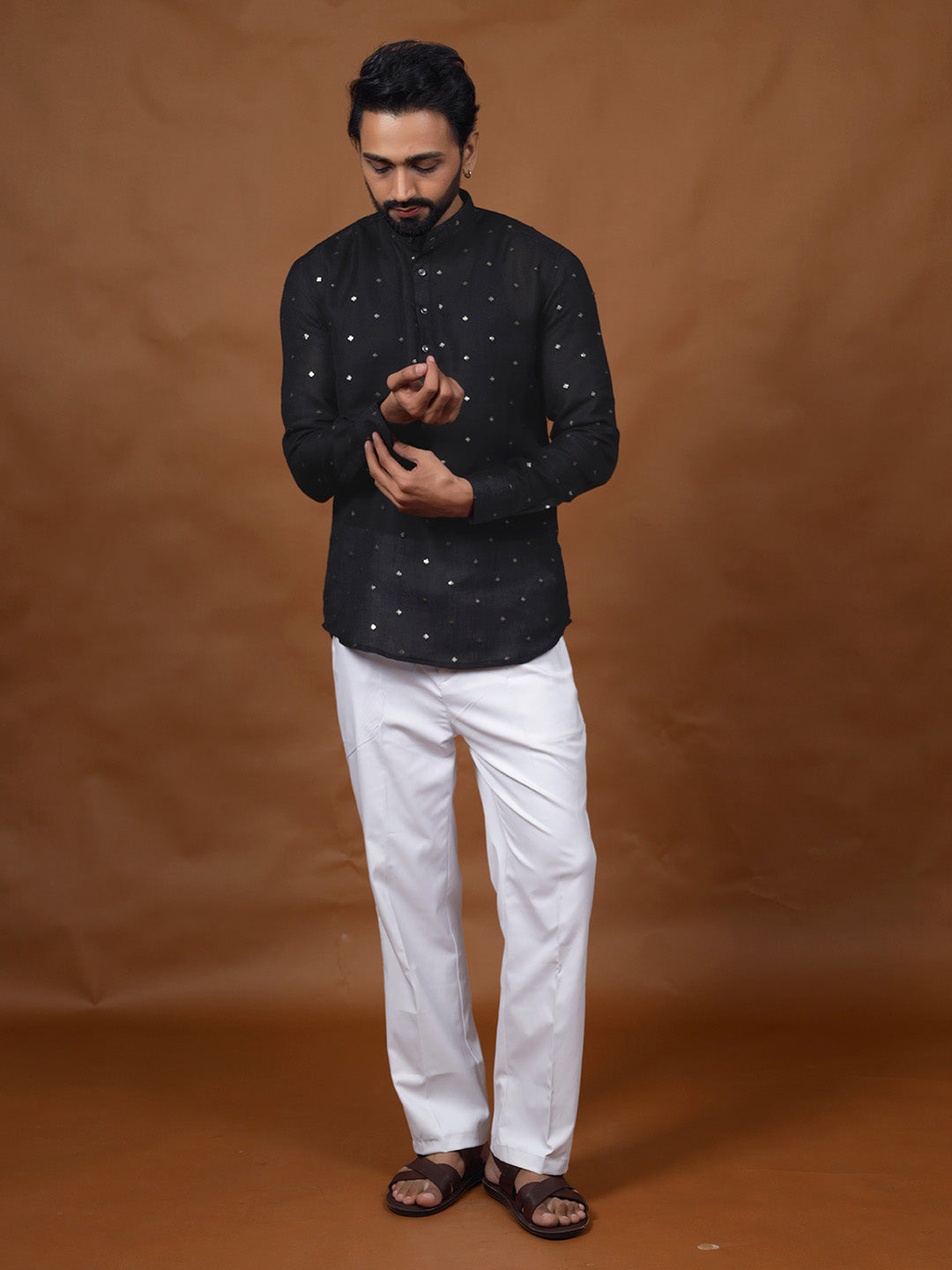 Black Embroidered Short Kurta