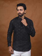 Black Embroidered Short Kurta