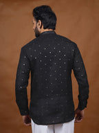 Black Embroidered Short Kurta