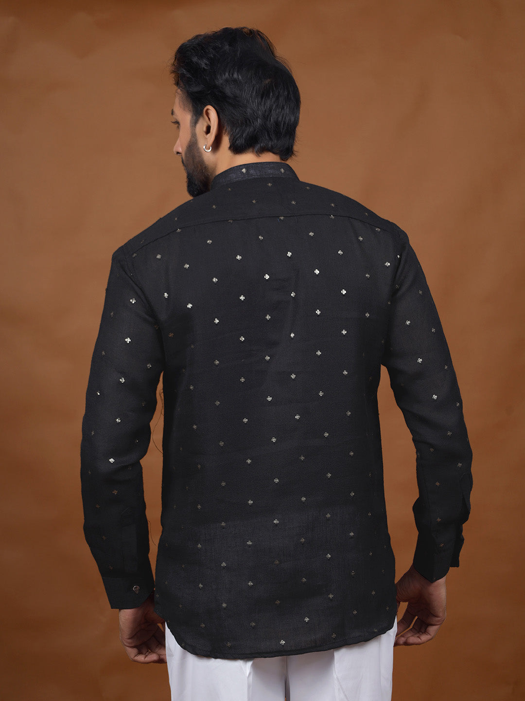Black Embroidered Short Kurta