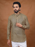 Beige Embroidered Short Kurta
