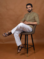 Beige Embroidered Short Kurta