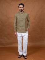 Beige Embroidered Short Kurta