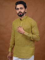 Yellow Embroidered Short Kurta